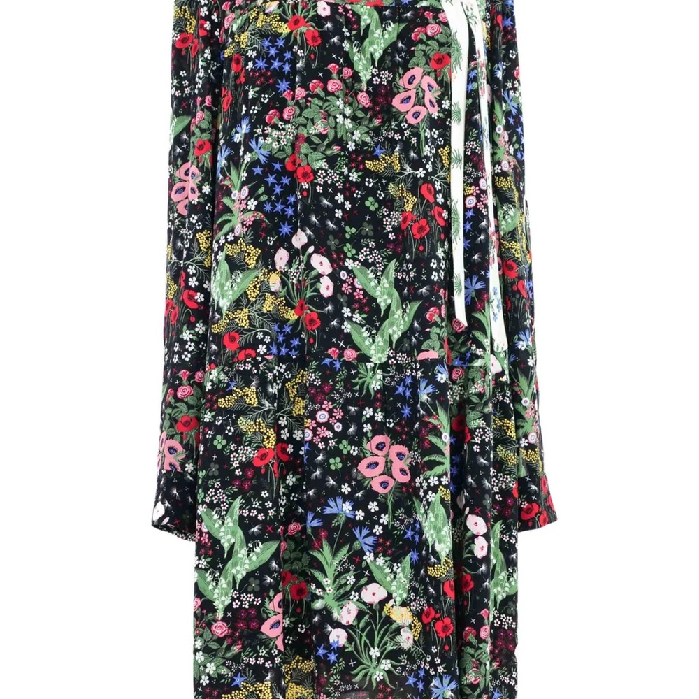 Valentino Silk Floral Long Sleeve Dress